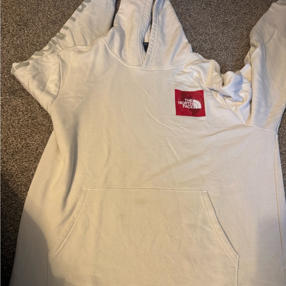 The North Face Off-White Hoodie with Red Logo